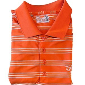 Under Armour Mens XL HeatGear Polo Shirt Orange Striped Fairmont Orchid Hawaii